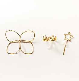 Gold Payetli Kelebek Kanat Asa Taç 3'lü Çocuk Set